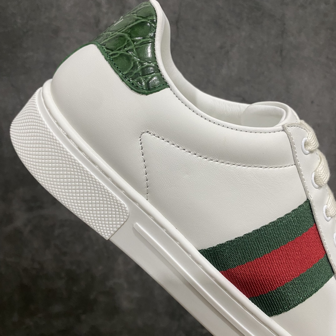 [Counter Edition] GUCCl Gucci Ace series low-top lace-up fashion sneakers for men and women, white and green