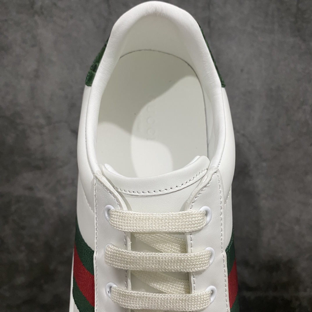 [Counter Edition] GUCCl Gucci Ace series low-top lace-up fashion sneakers for men and women, white and green