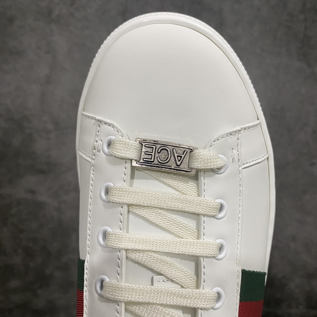 [Counter Edition] GUCCl Gucci Ace series low-top lace-up fashion sneakers for men and women, white and green