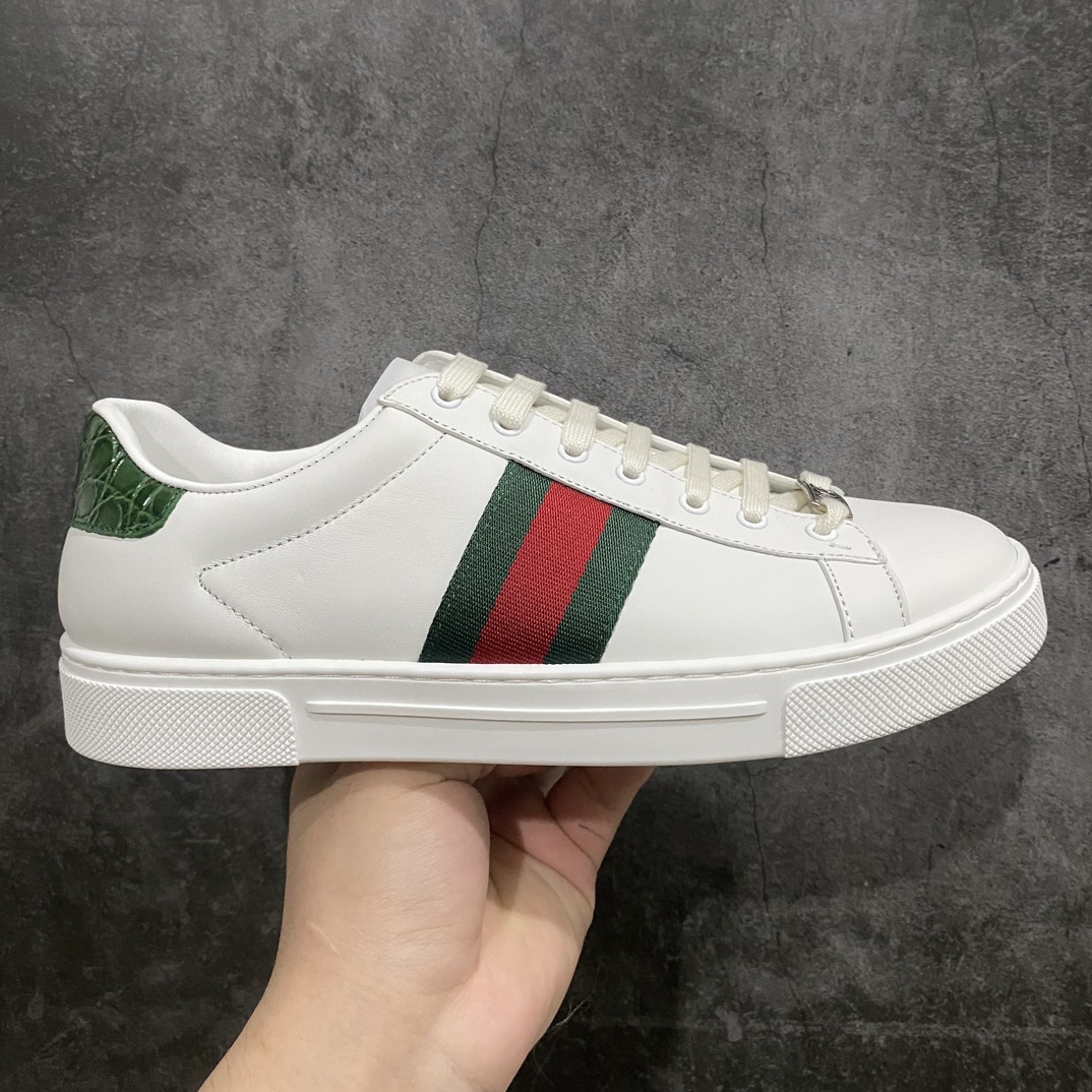 [Counter Edition] GUCCl Gucci Ace series low-top lace-up fashion sneakers for men and women, white and green