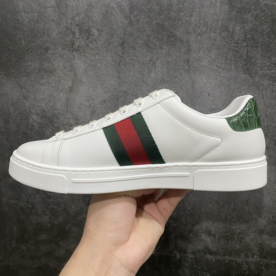 [Counter Edition] GUCCl Gucci Ace series low-top lace-up fashion sneakers for men and women, white and green