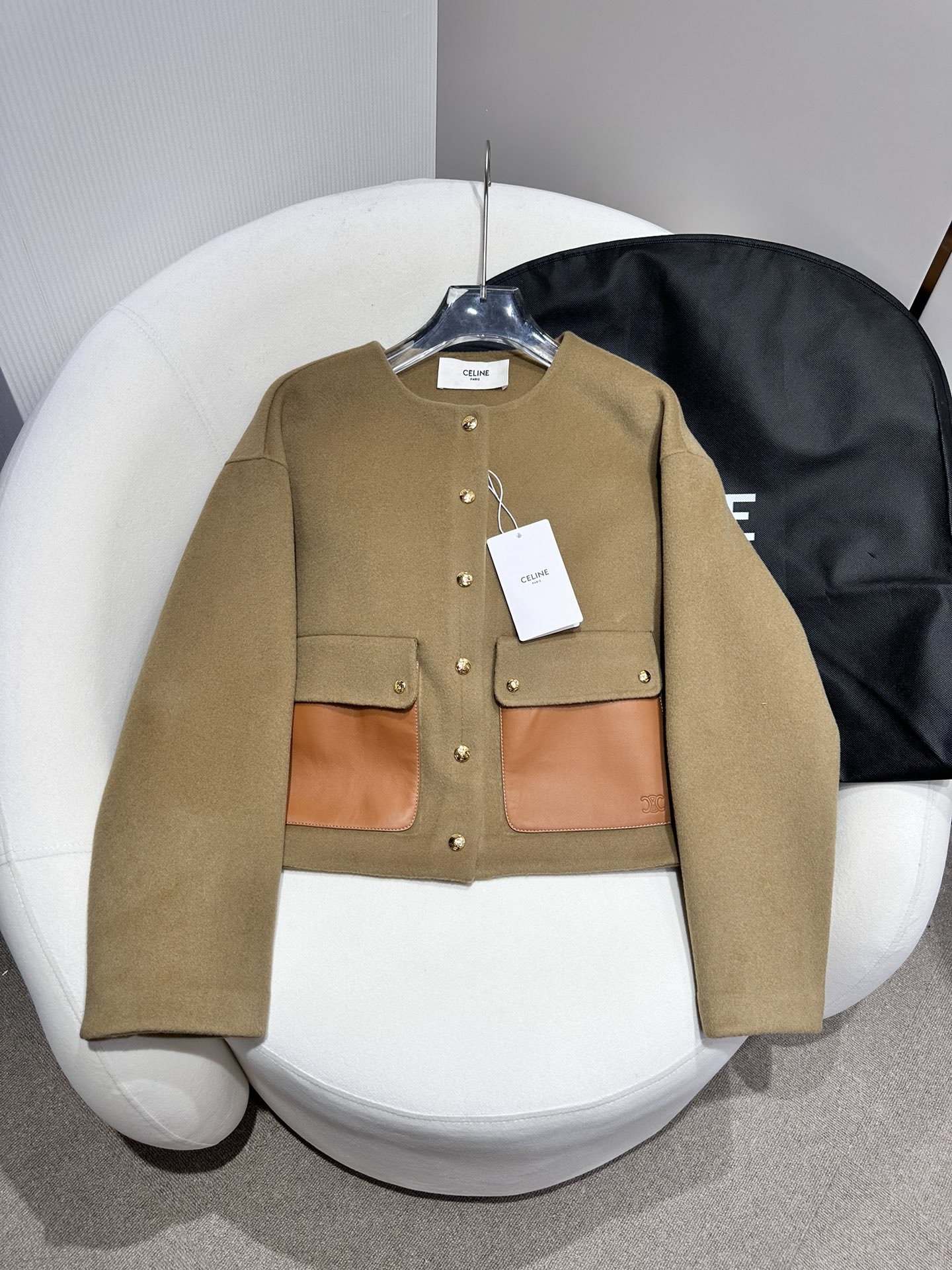 Celine Clothing Coats & Jackets Only sell high-quality
 Caramel White Gold Hardware Cashmere Genuine Leather Fall/Winter Collection Vintage
