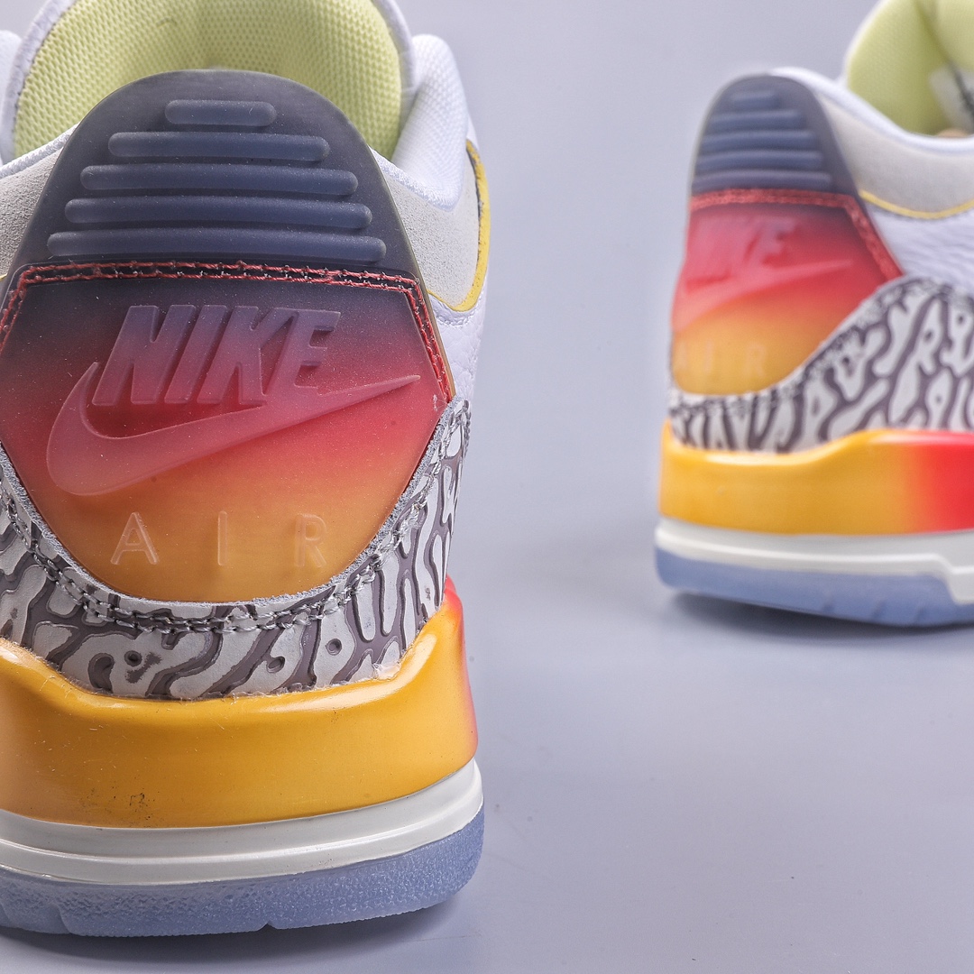 Air Jordan 3 Retro AJ3 Joe 3 rainbow gradient configuration printed surface PVC reinforced shell packaging FN0344-901