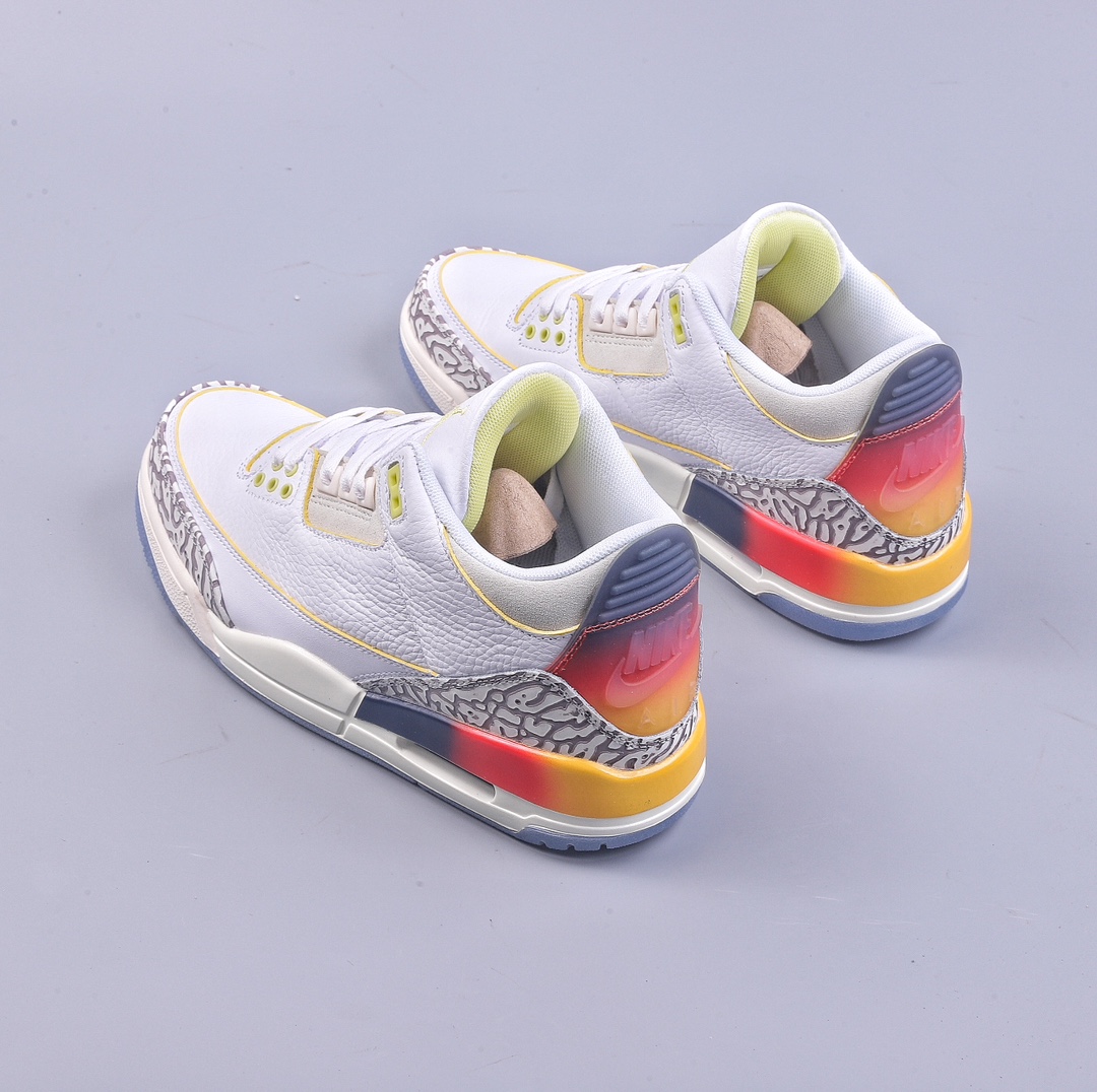 Air Jordan 3 Retro AJ3 Joe 3 rainbow gradient configuration printed surface PVC reinforced shell packaging FN0344-901