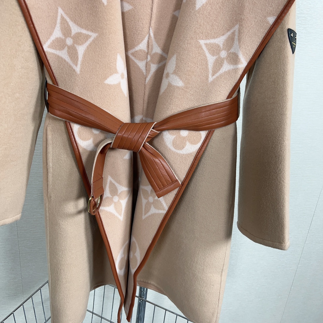 Louis Vuitton Tan Monogram Belted Coat