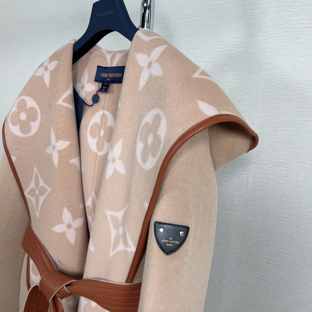 Louis Vuitton Tan Monogram Belted Coat