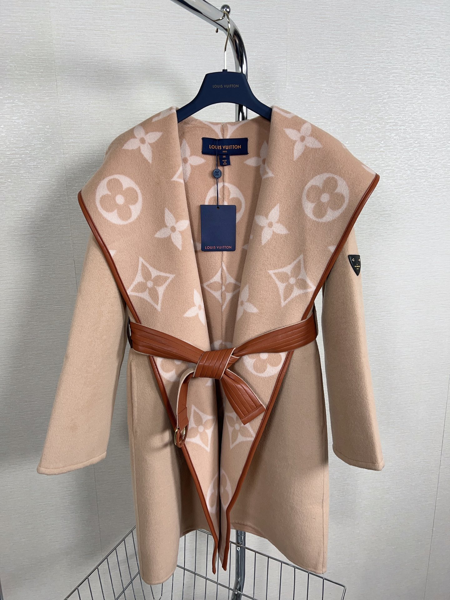 Louis Vuitton Tan Monogram Belted Coat