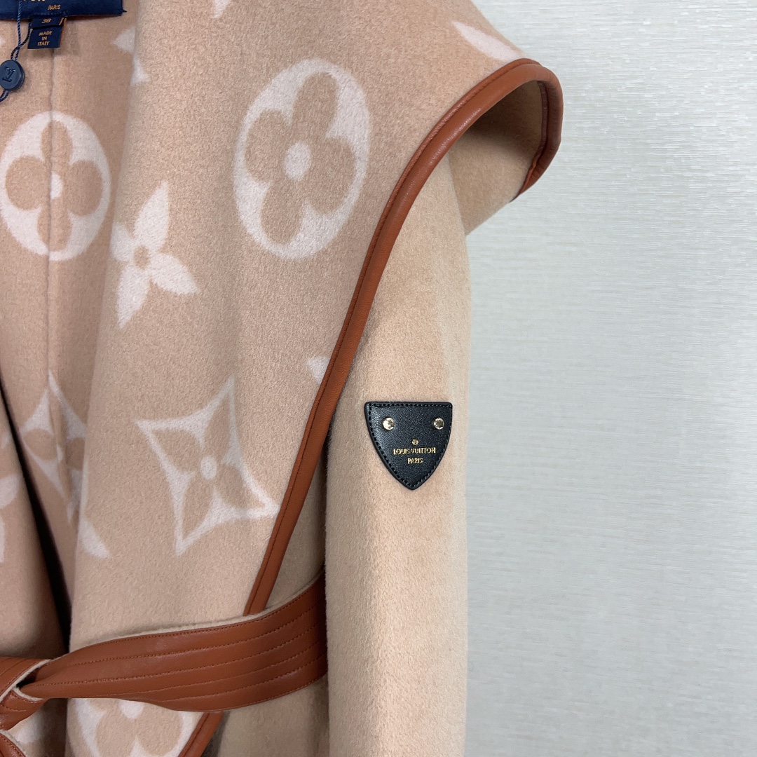 Louis Vuitton Tan Monogram Belted Coat