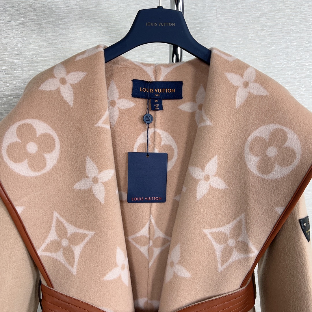 Louis Vuitton Tan Monogram Belted Coat