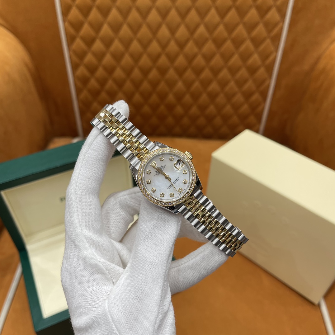Rolex Datejust Watch White Set With Diamonds Automatic Mechanical Movement