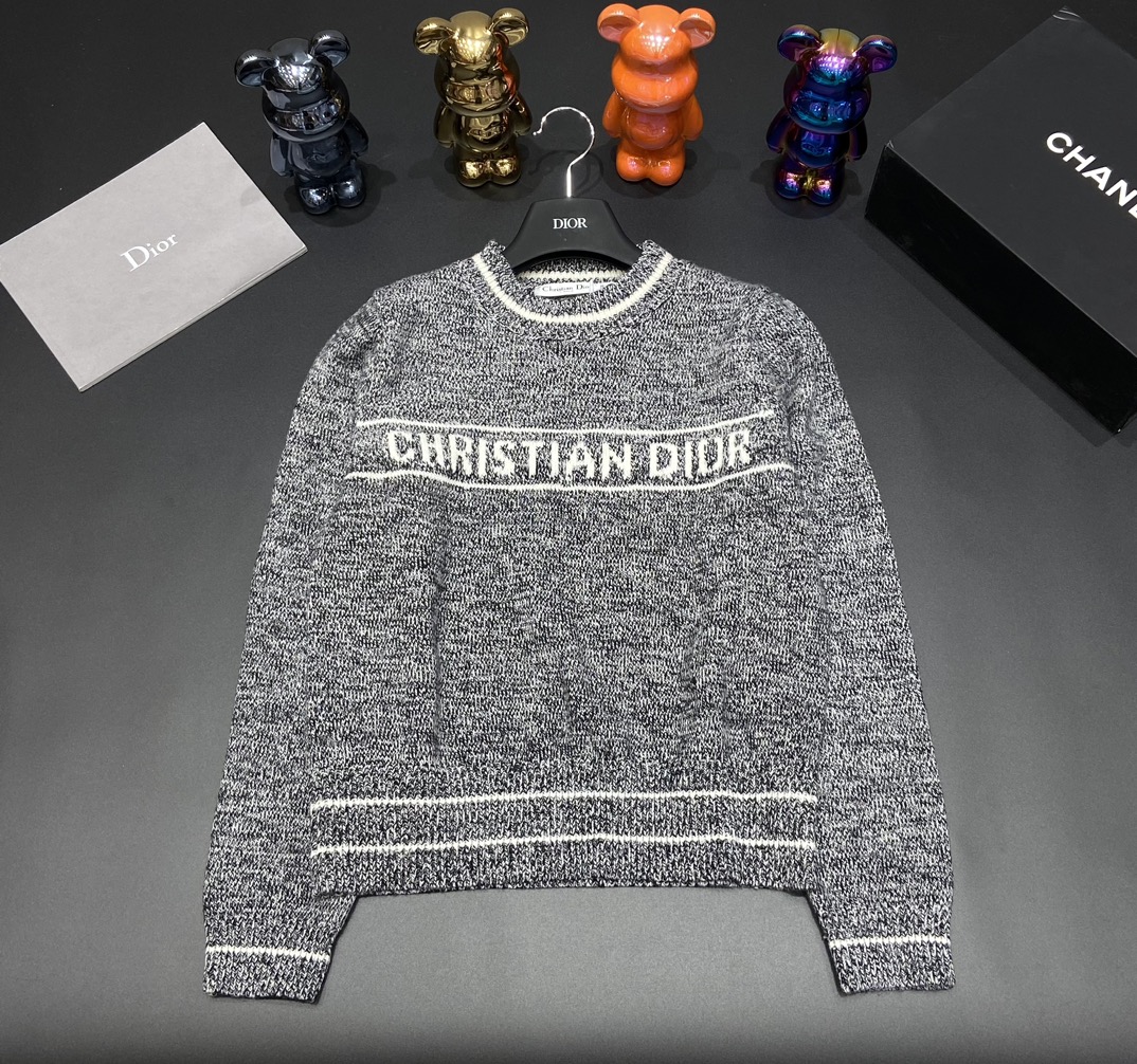 Dior High
 Clothing Sweatshirts Grey White Knitting Fall Collection