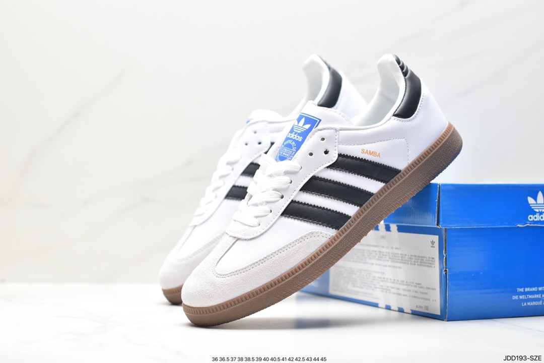 Adidas Originals Samba Vegan OG Samba series gentleman's sneakers ”leather black and white light gray caramel bottom environmental protection logo” GZ4730