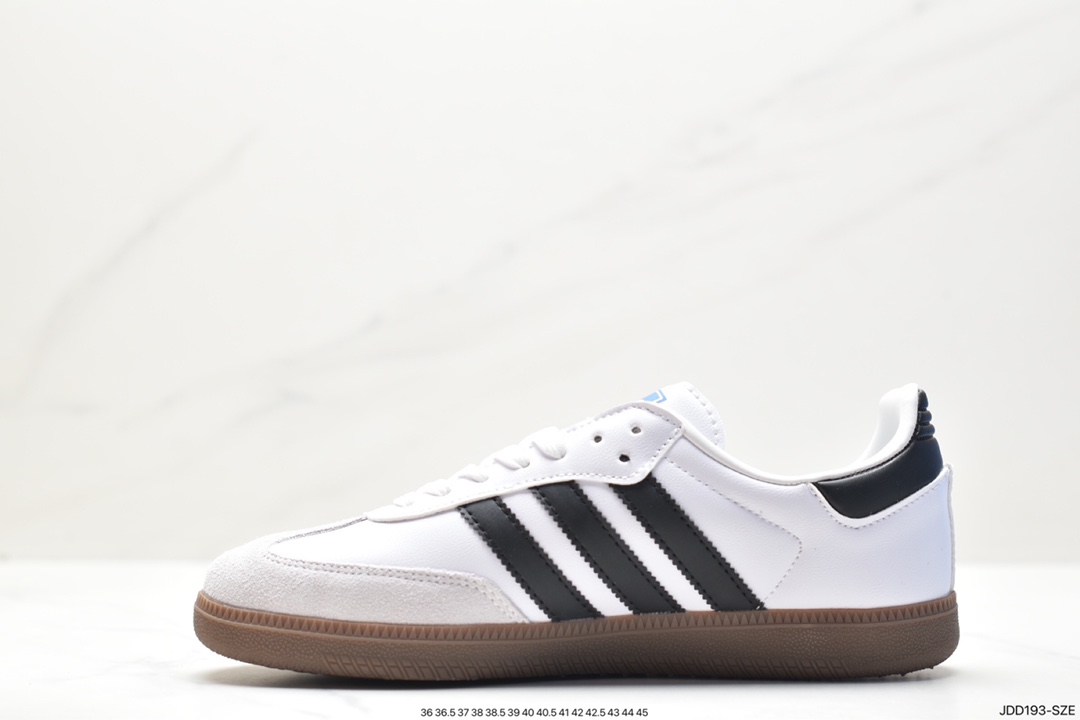 Adidas Originals Samba Vegan OG Samba series gentleman's sneakers ”leather black and white light gray caramel bottom environmental protection logo” GZ4730