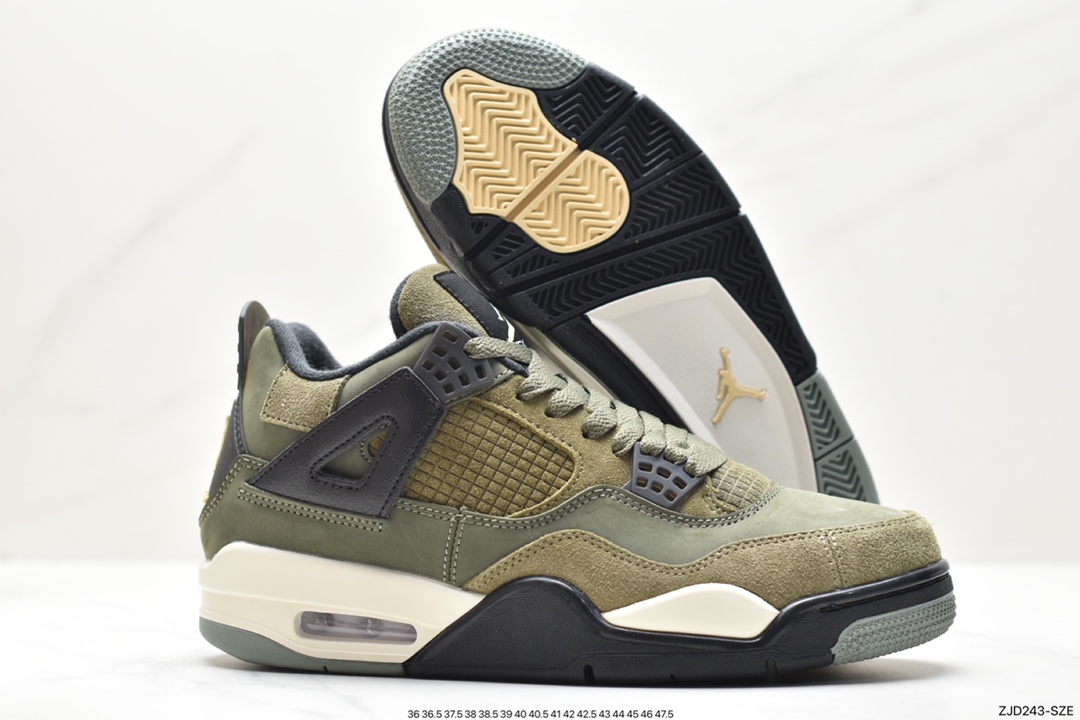 Nike Wmns Air Jordan 4 Retro GS ”Linen” Michael Jordan AJ4 mid-top retro casual sports culture basketball shoes ”White Khaki” FB9927-200