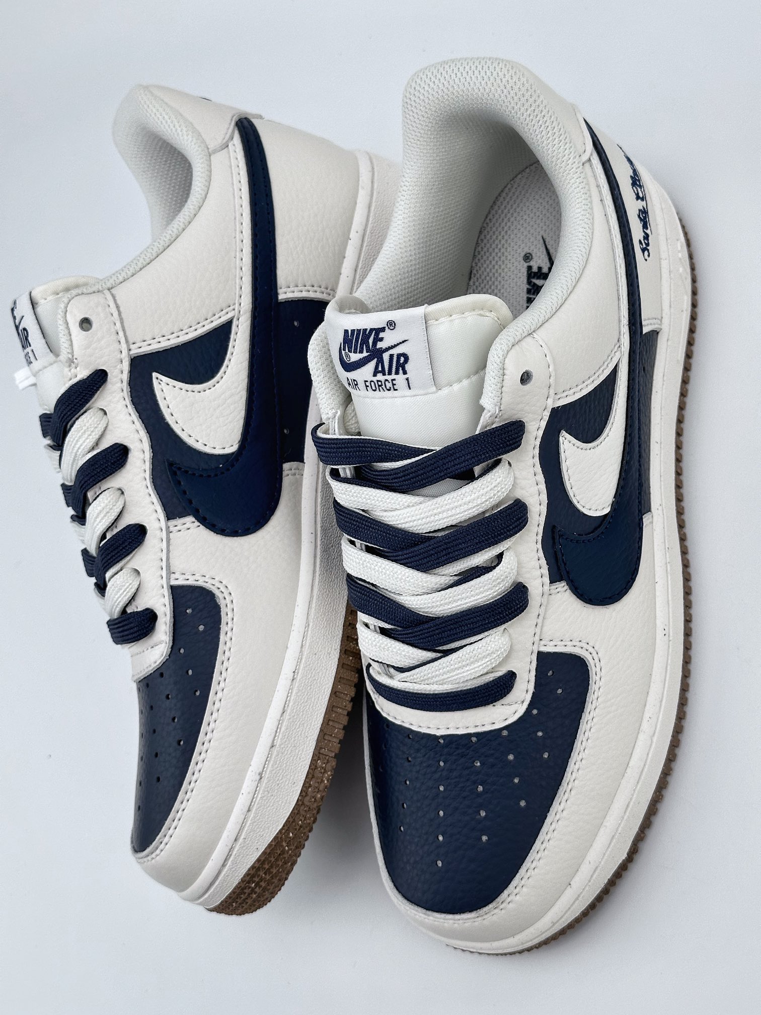 Nike Air Force 1 Low 07 Dark Blue Beige Double Hook CC2569-066