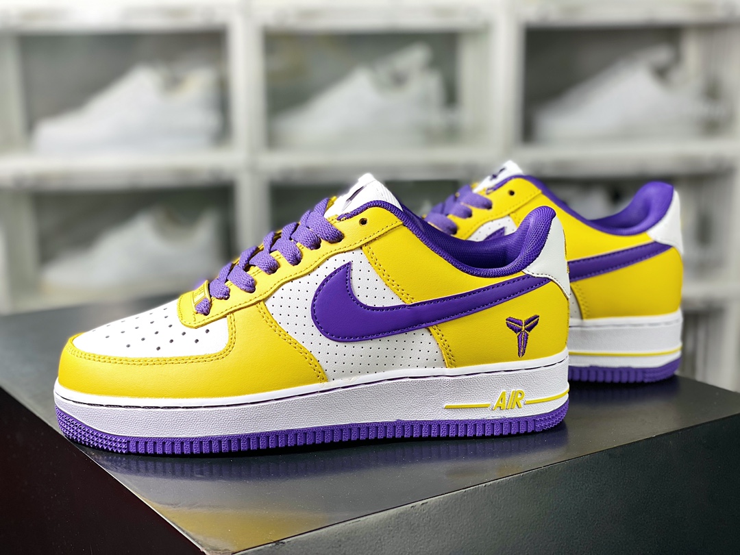 Air Force 1'07 Low ”Kobe Bryant Edition” Air Force One classic low-top versatile casual sports sneakers ”Leather Lakers Yellow Purple” FZ1151-100