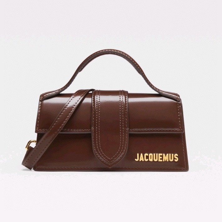 Jacquemus Handbags Crossbody & Shoulder Bags Brown Gold Patent Leather Fall/Winter Collection C168868