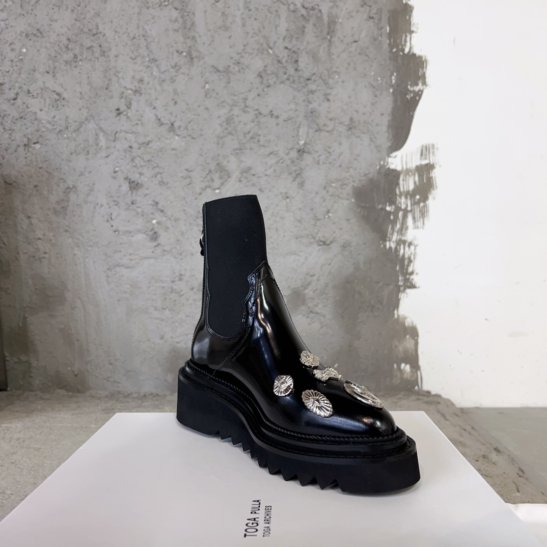 New 2023 Toga Pulla Chelsea Insignia Shoes with Beaded Cattle Skin - 图片 9