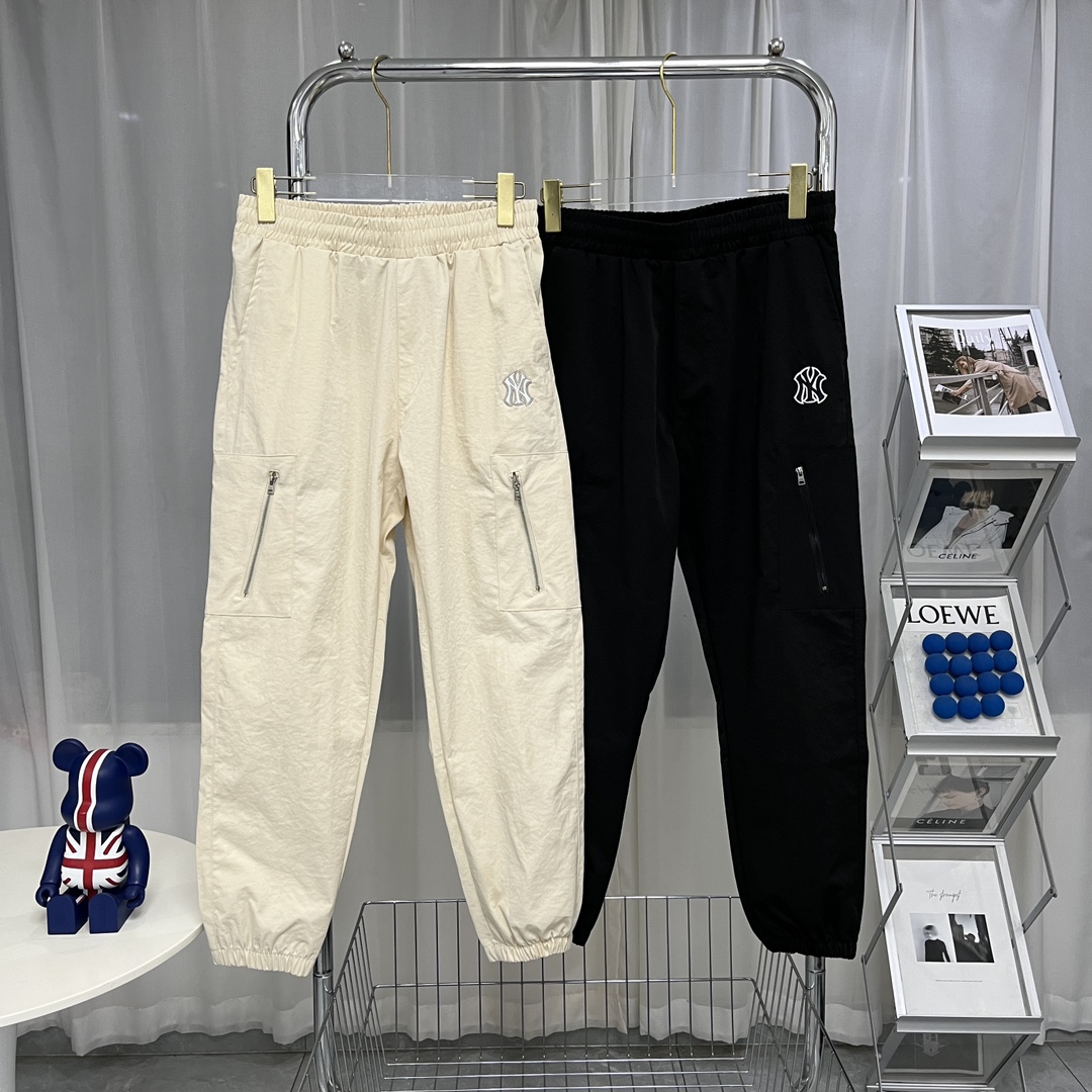 MLB Clothing Pants & Trousers Beige Black Embroidery Unisex Cotton Casual