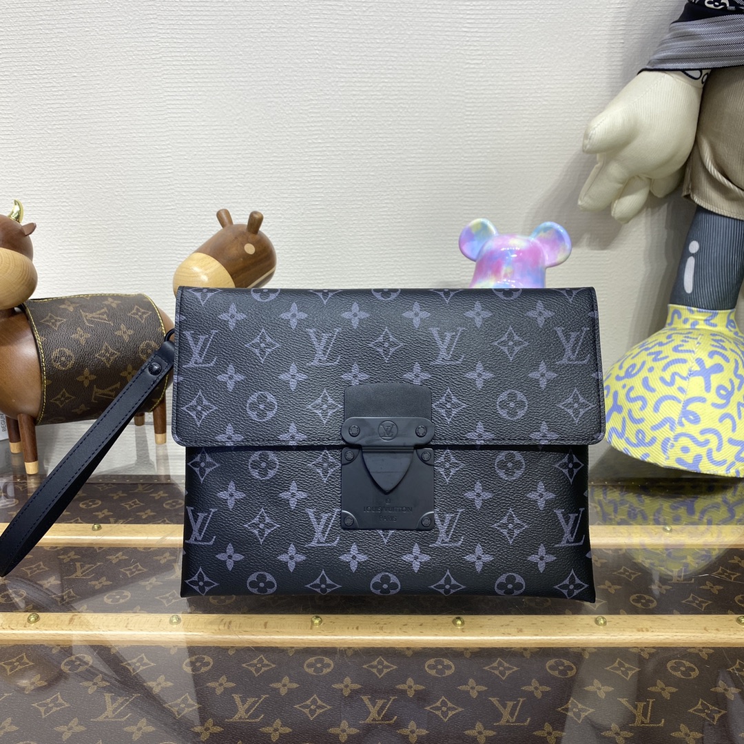 Louis Vuitton Clutches & Pouch Bags Black Monogram Canvas Pochette M82598