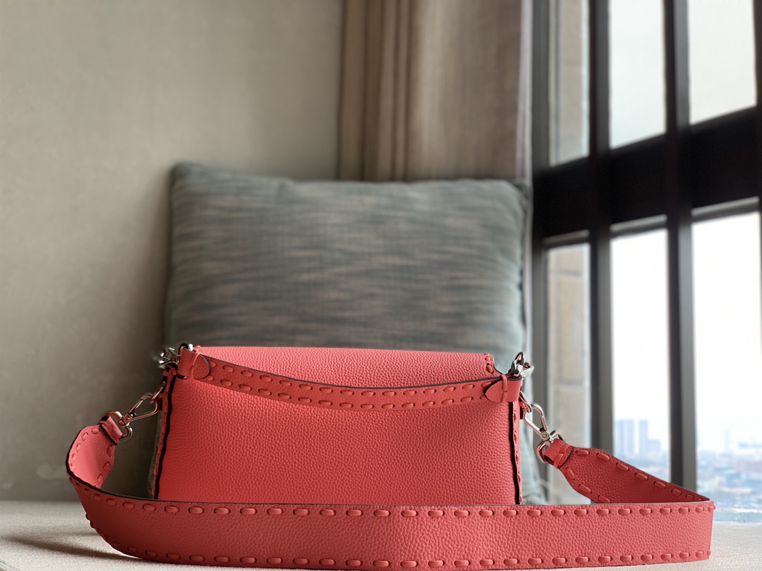 Fendi [Iconic Baguette Medium Handbag] Pink Gold Buckle