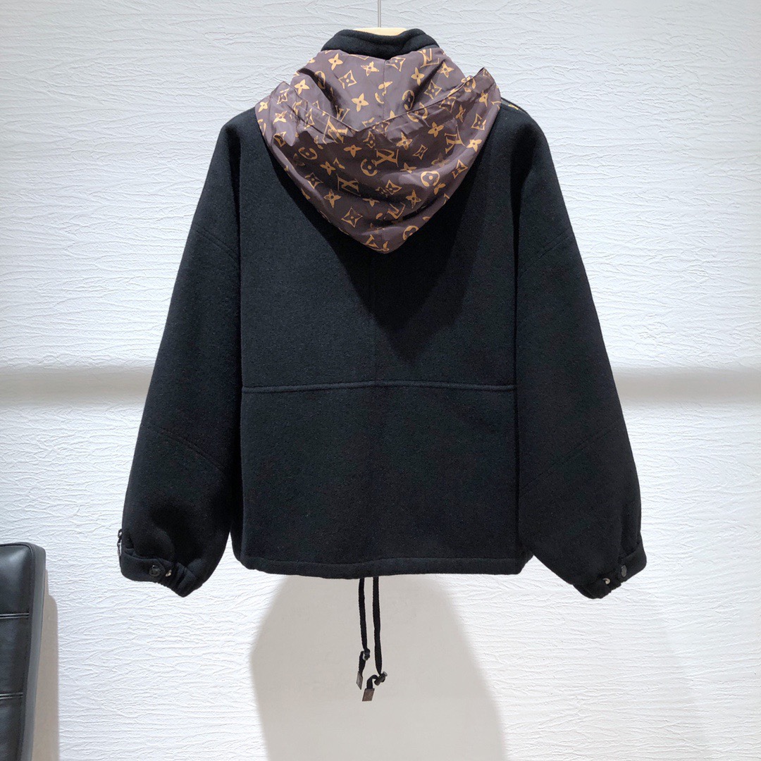 [Cashmere Coats, Furs]1V ladies double-sided two-wear silk-wool blend hooded l