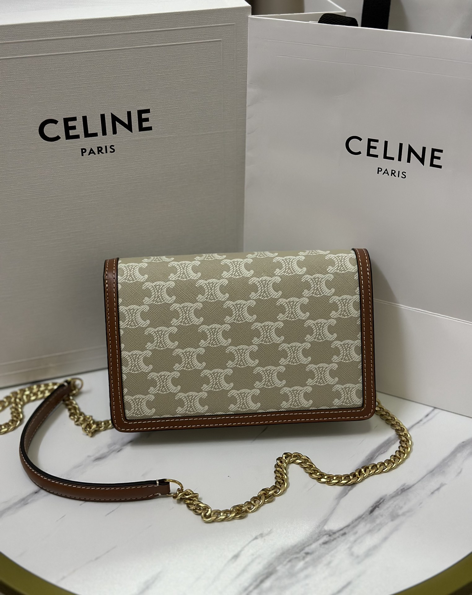 Celine Style Beige Leather Top Handle Bag style reference detail image 2 from source 772272