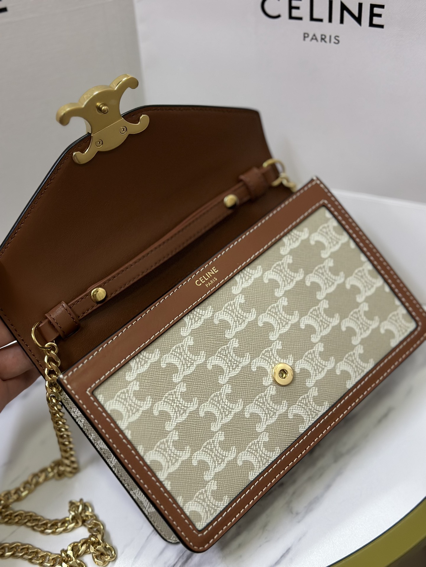 Celine Style Beige Leather Top Handle Bag style reference detail image 7 from source 772272