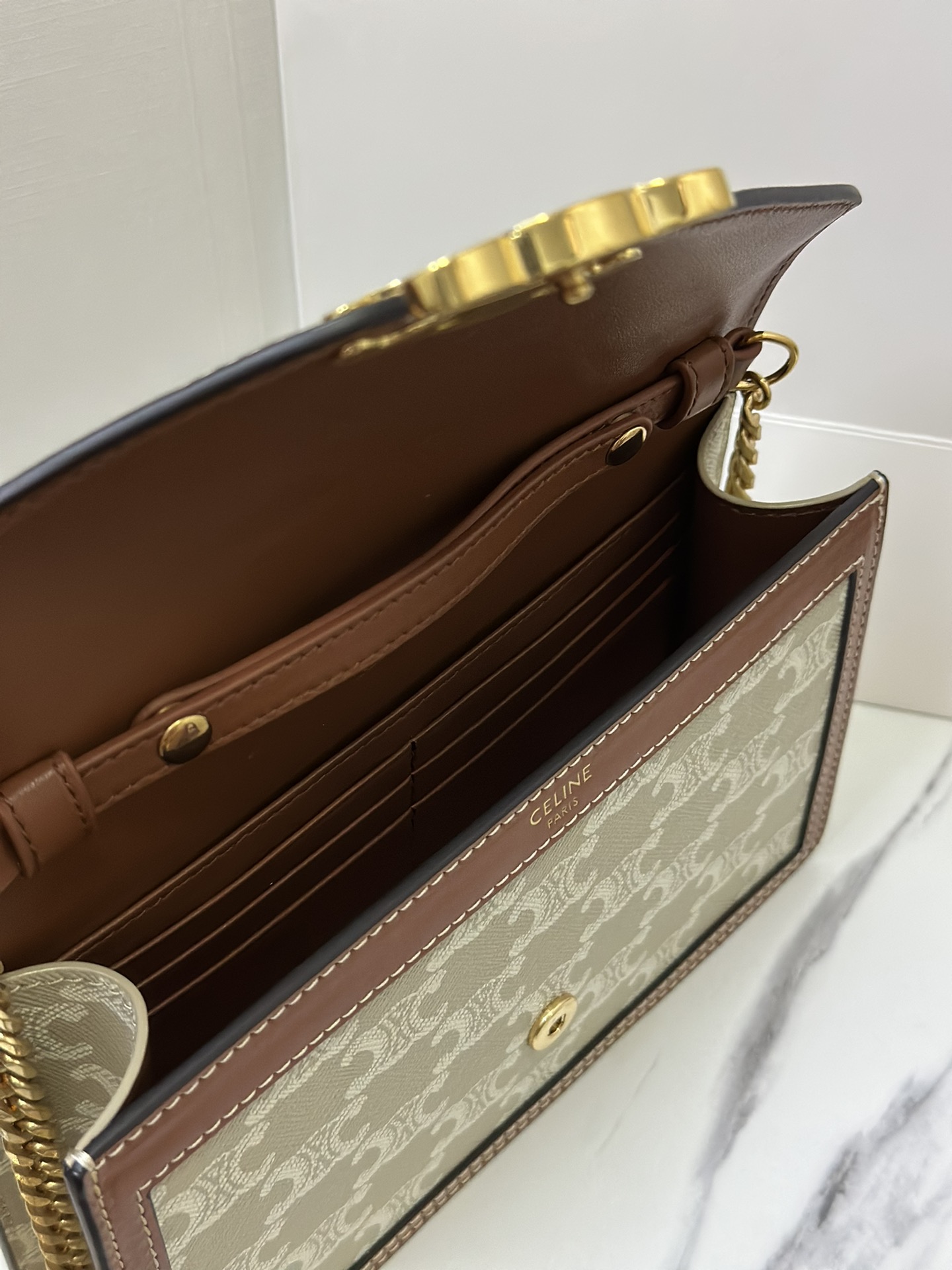 Celine Style Beige Leather Top Handle Bag style reference detail image 8 from source 772272