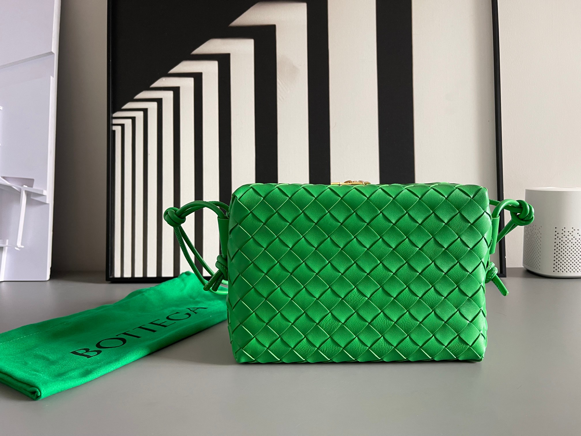 Bottega Veneta Lambskin Intrecciato Mini Round Square Bag