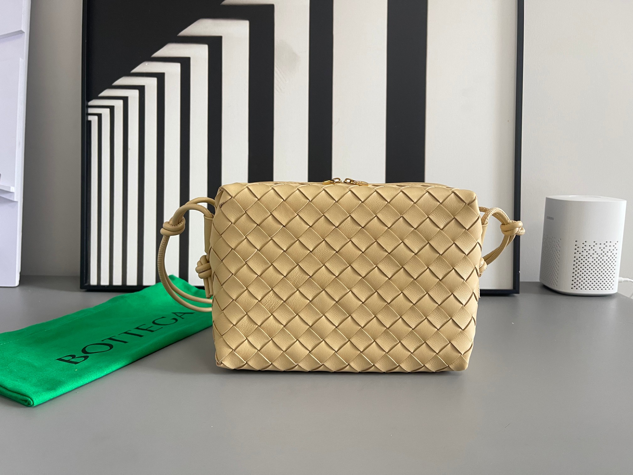 Bottega Veneta Intrecciato Lambskin Square Drawstring Handbag