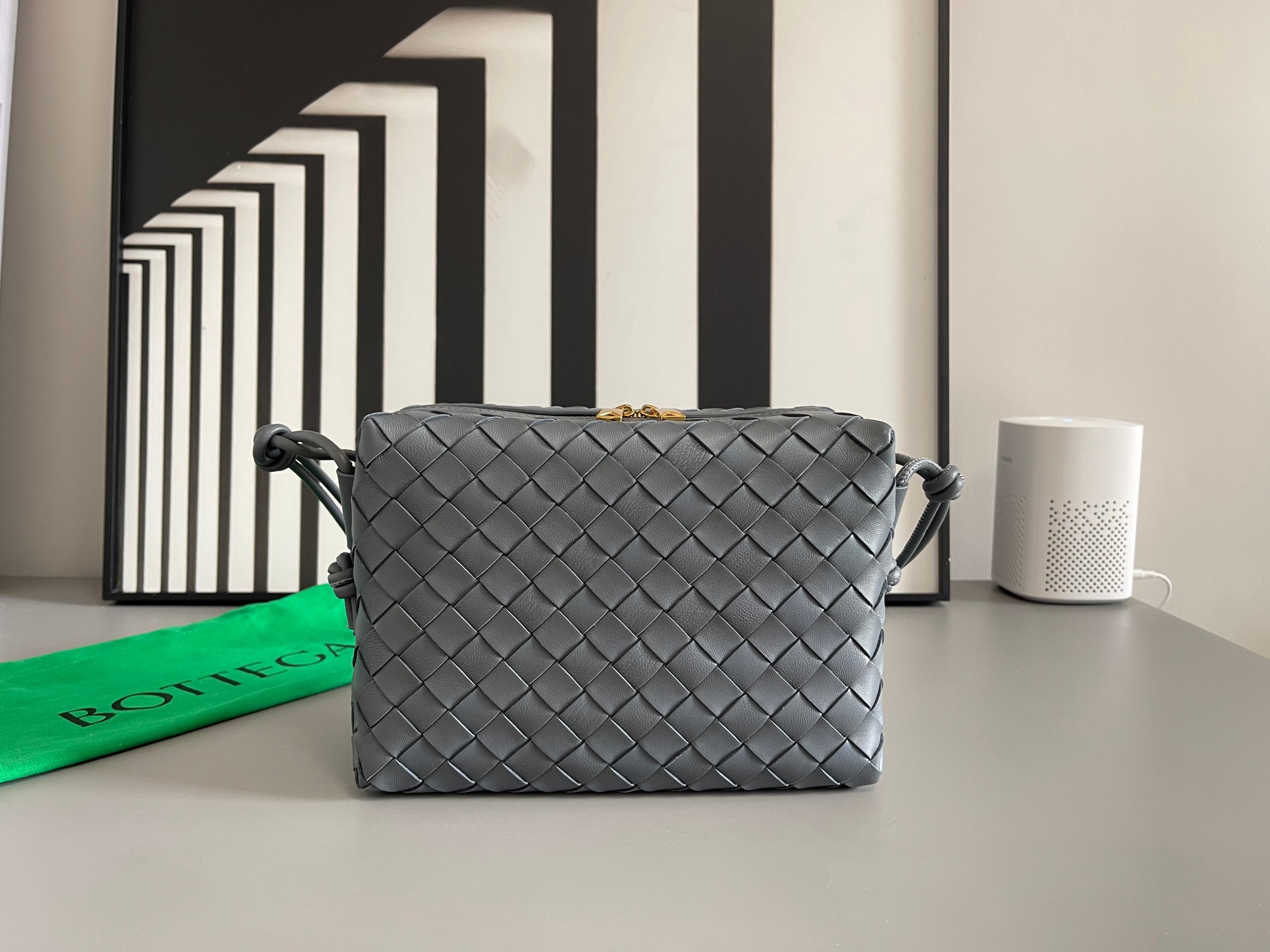 Bottega Veneta Intrecciato Lambskin Square Drawstring Handbag