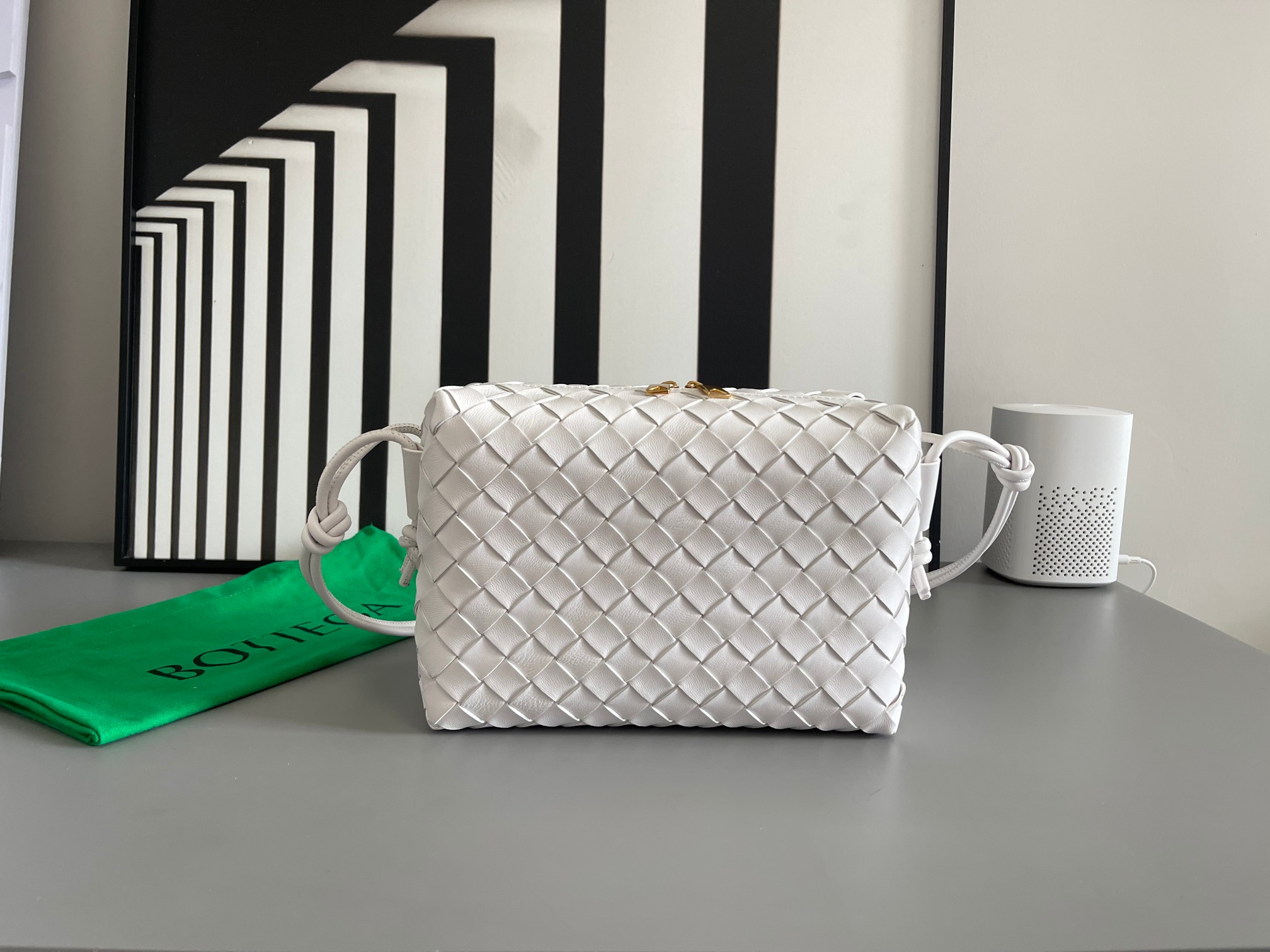 Bottega Veneta Intrecciato Lambskin Square Drawstring Handbag