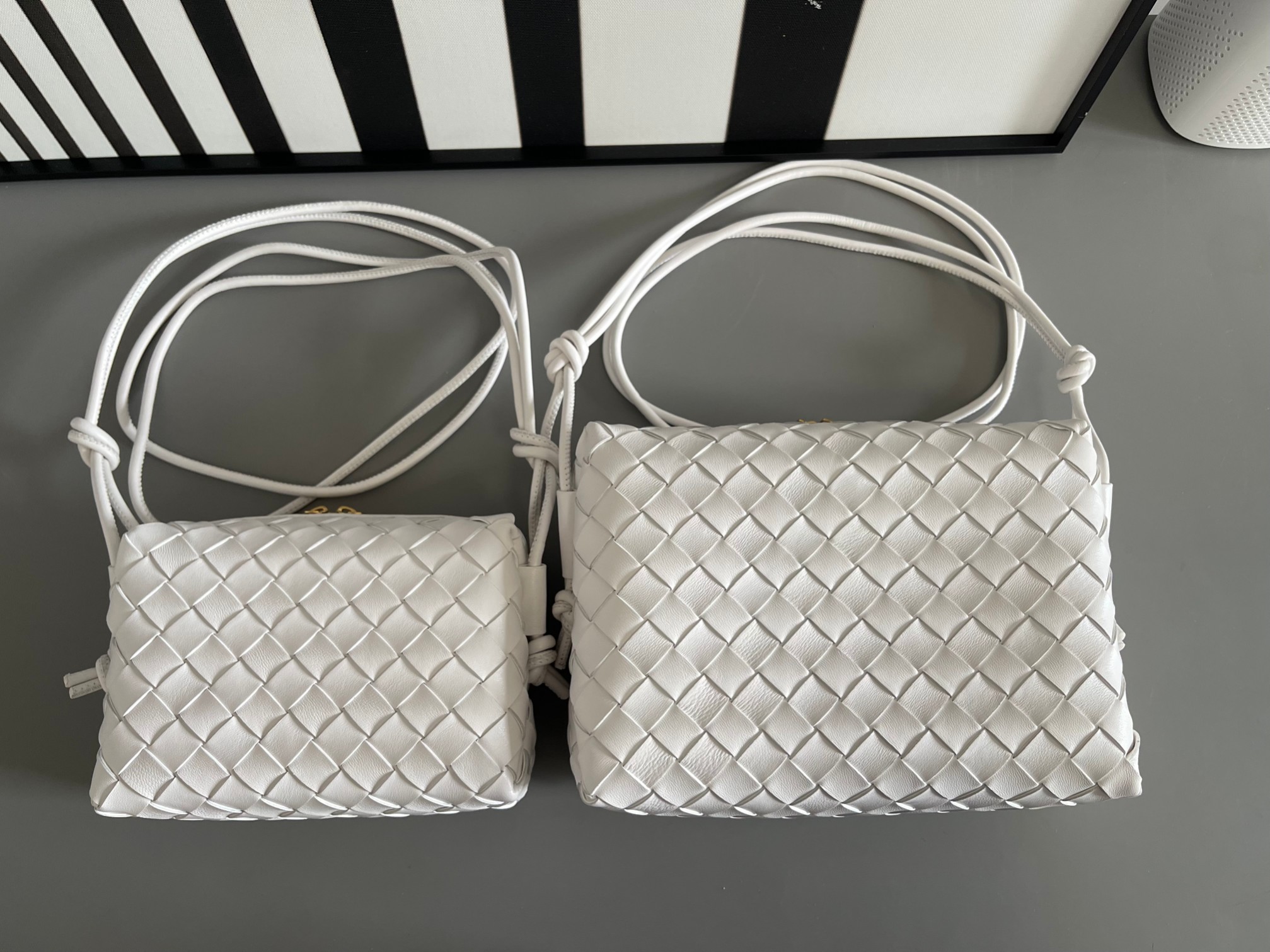 Bottega Veneta BV new second generation size comparison chart: pure white