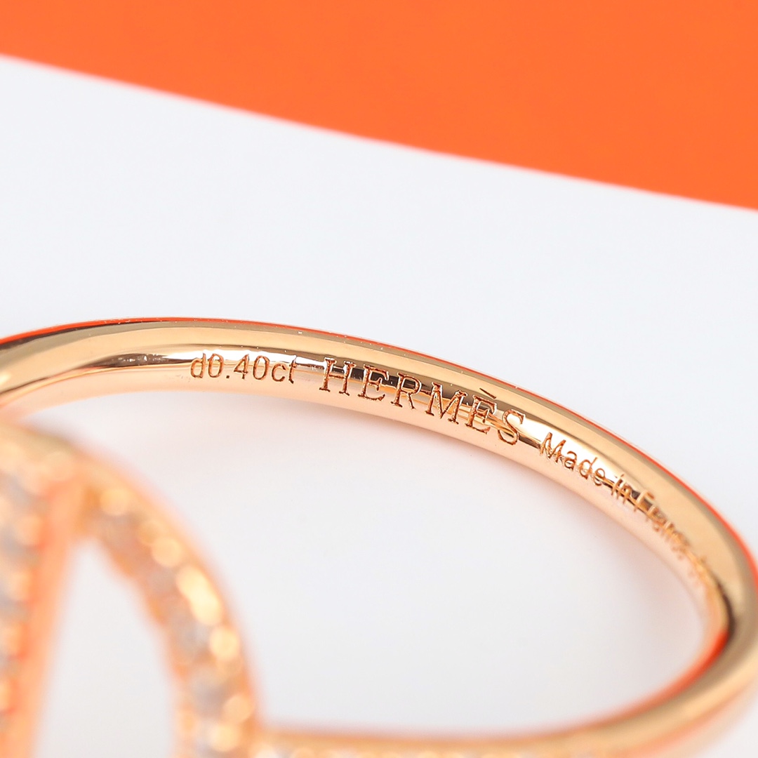 【】可订制18K真金真钻，现货秒发❗官网48000精工纯银版来袭【Herm=s finesse纯银戒指】