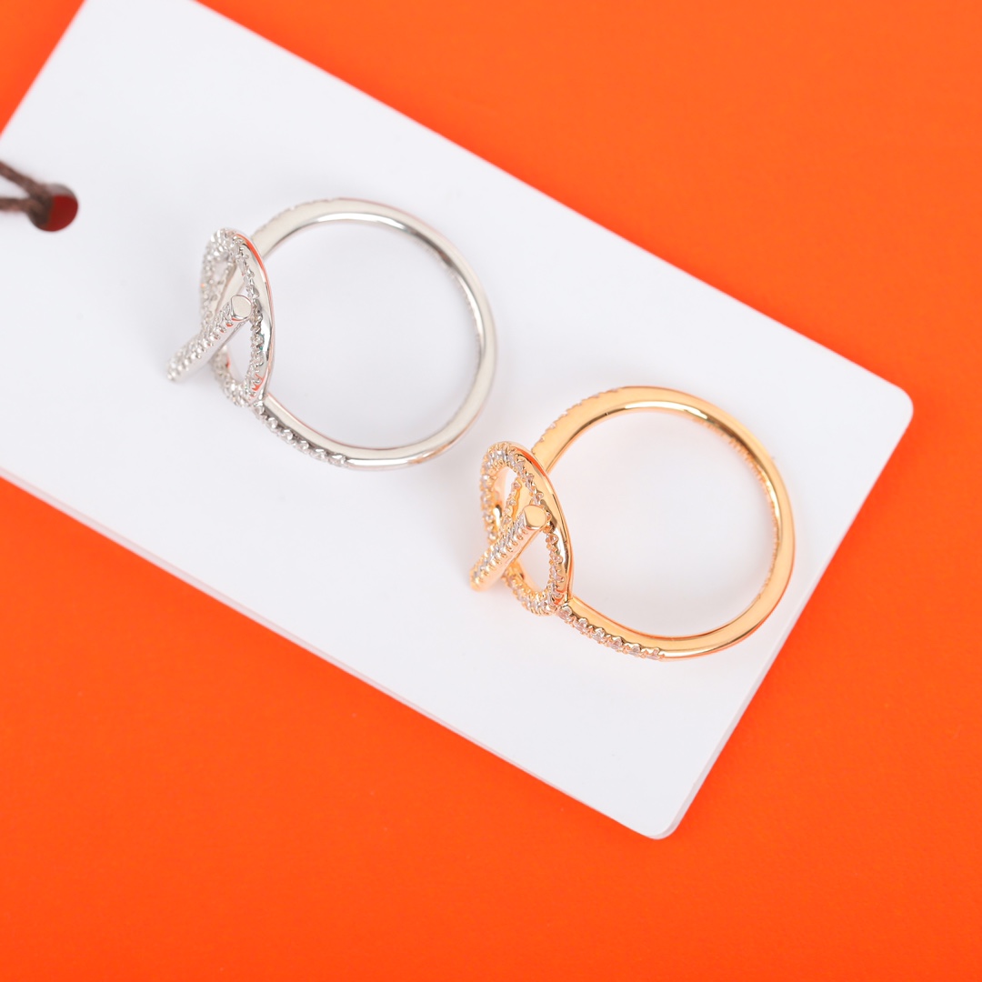 【】可订制18K真金真钻，现货秒发❗官网48000精工纯银版来袭【Herm=s finesse纯银戒指】