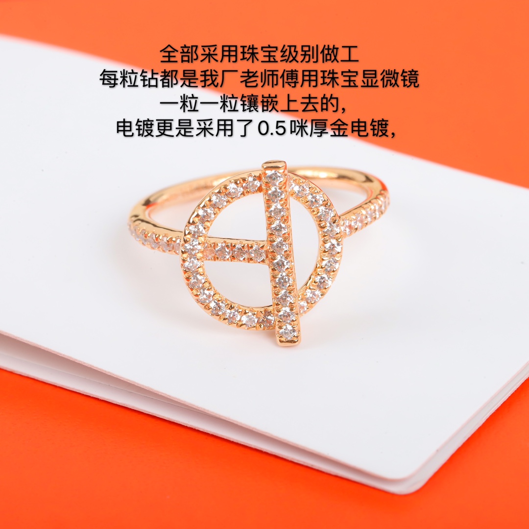 【】可订制18K真金真钻，现货秒发❗官网48000精工纯银版来袭【Herm=s finesse纯银戒指】