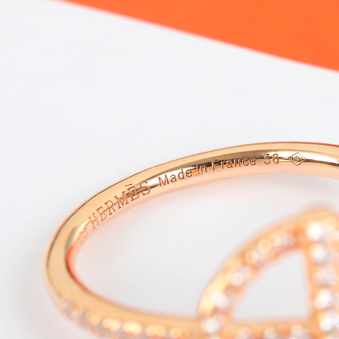 【】可订制18K真金真钻，现货秒发❗官网48000精工纯银版来袭【Herm=s finesse纯银戒指】