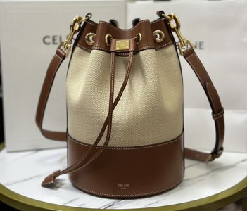 Celine Bucket Bags Brown Yellow Cowhide Fall Collection