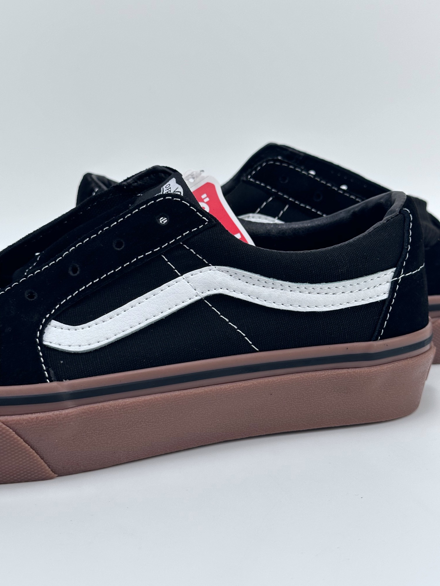 Vans Sk8-Low black retro street rubber cowhide sole