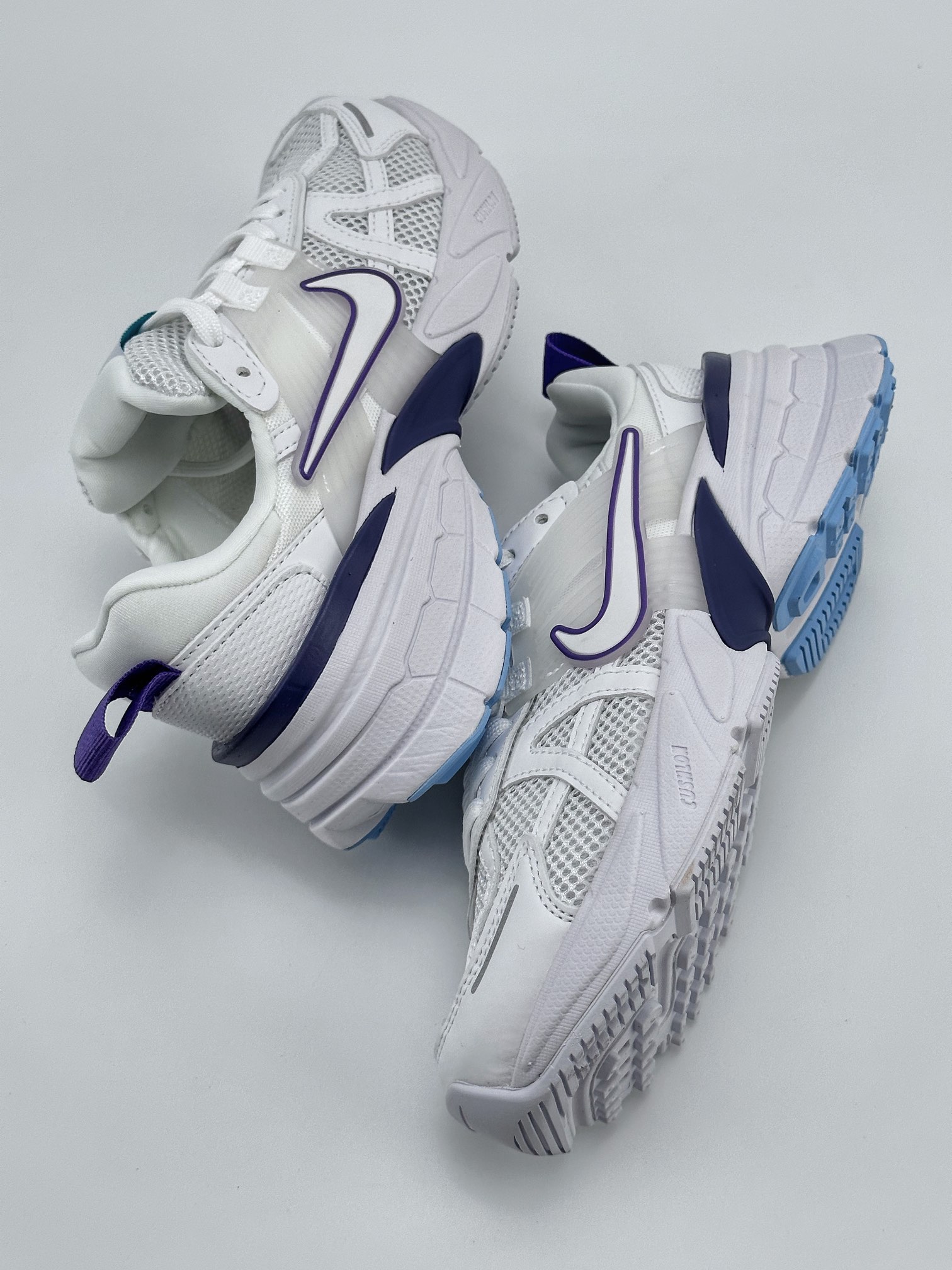 NIKE V2K Runtekk white blue and purple shock absorption non-slip retro low-top running shoes FD0736-109