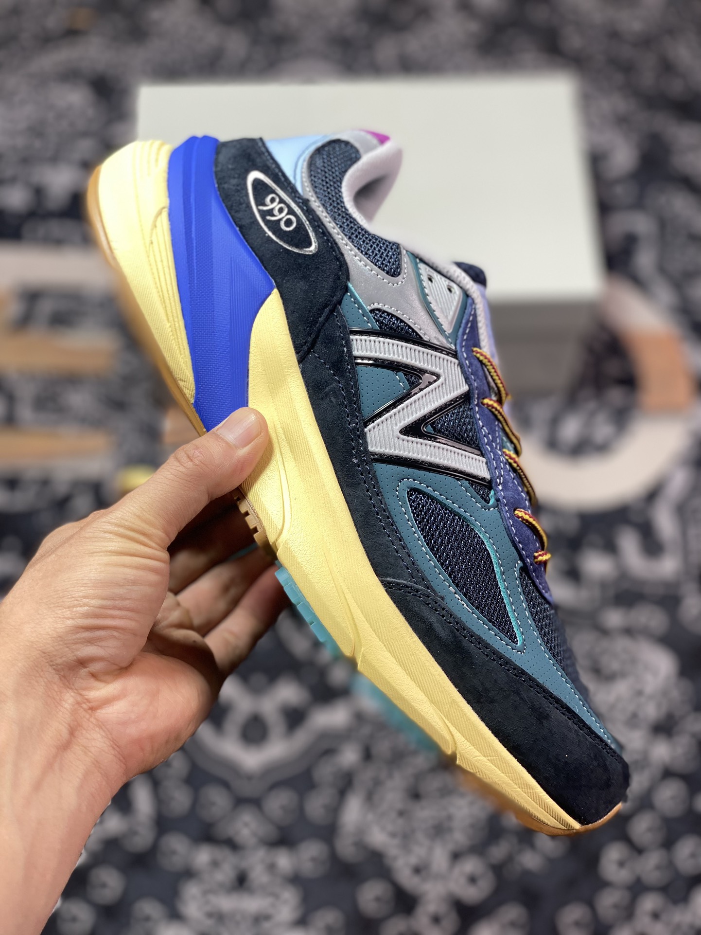 Action Bronson x NBNew Balance in USA M990V6 ”Lapis Lazuli” series American-made running shoes ”Lake Dark Blue Silver” M990AC6