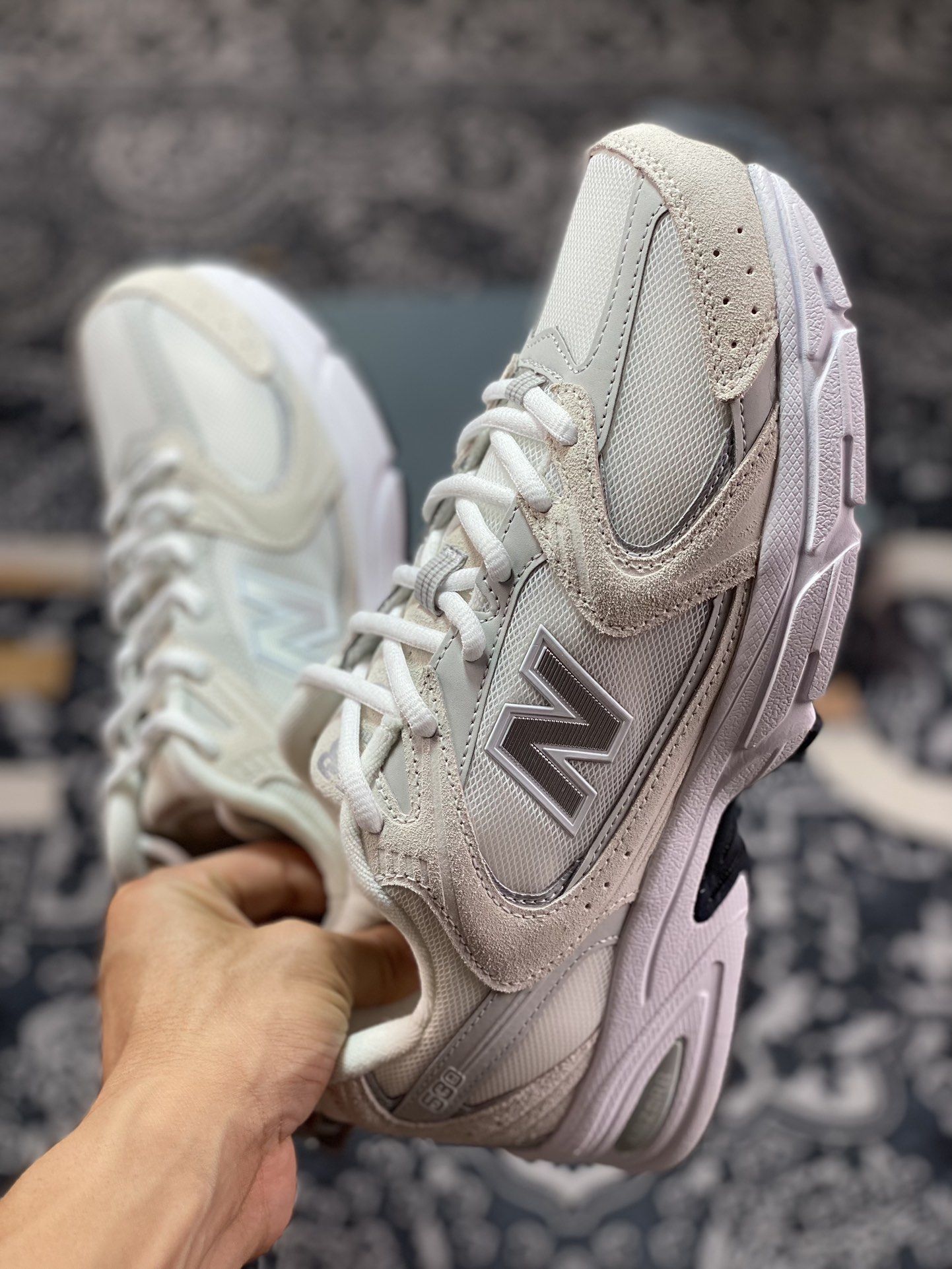 New Balance MR530系列低帮复古老爹风网布跑步休闲运动鞋“翻毛米白浅灰”MR530CE