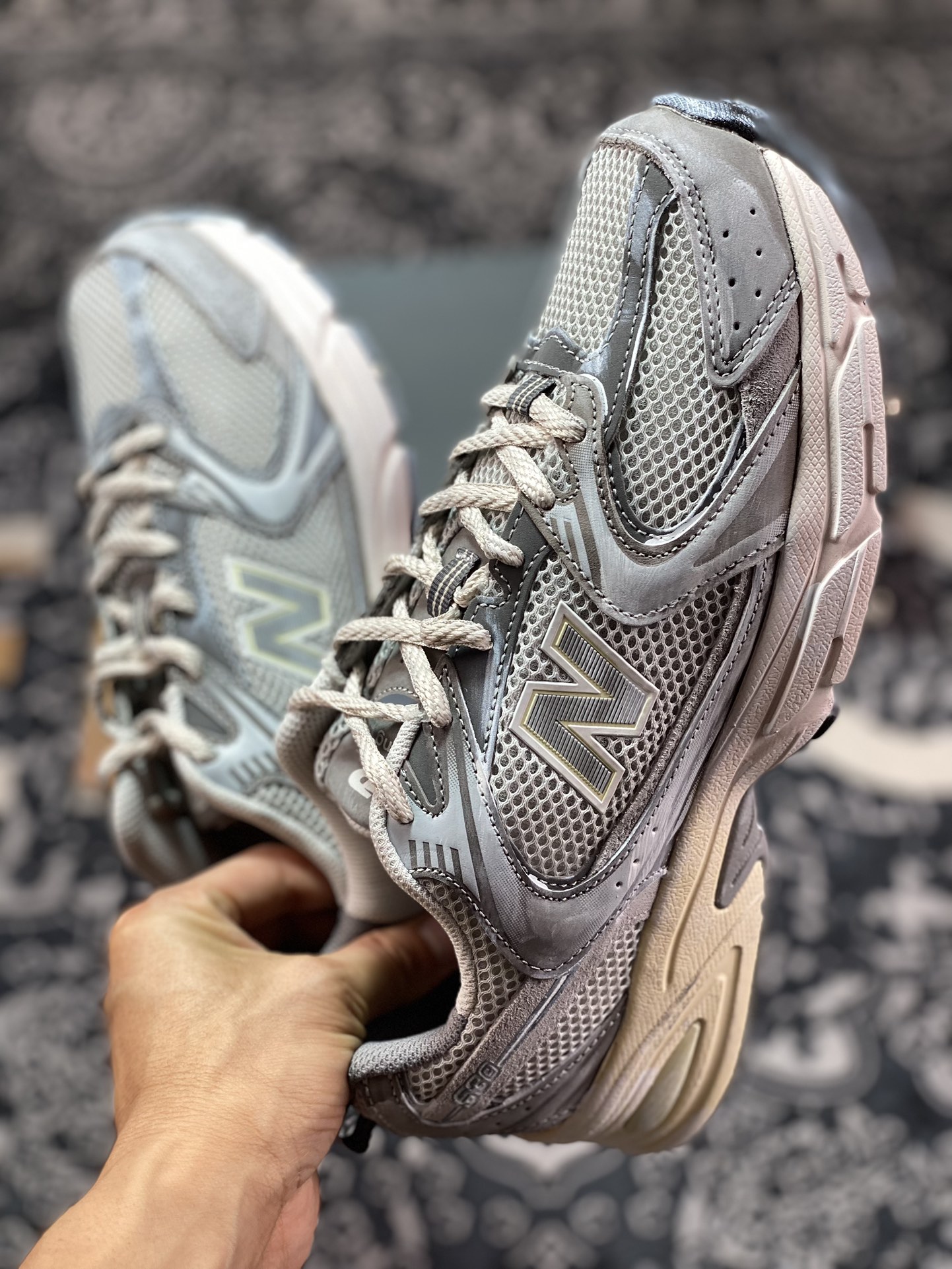 New Balance MR530 series retro dad style mesh running casual sports shoes ”Moonlight Silver Gray Distressed” MR530TG