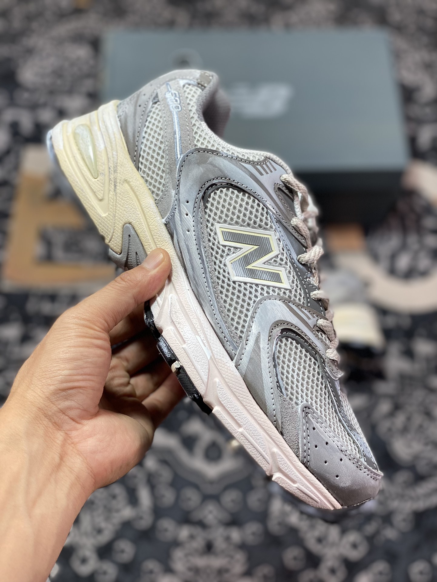 New Balance MR530 series retro dad style mesh running casual sports shoes ”Moonlight Silver Gray Distressed” MR530TG