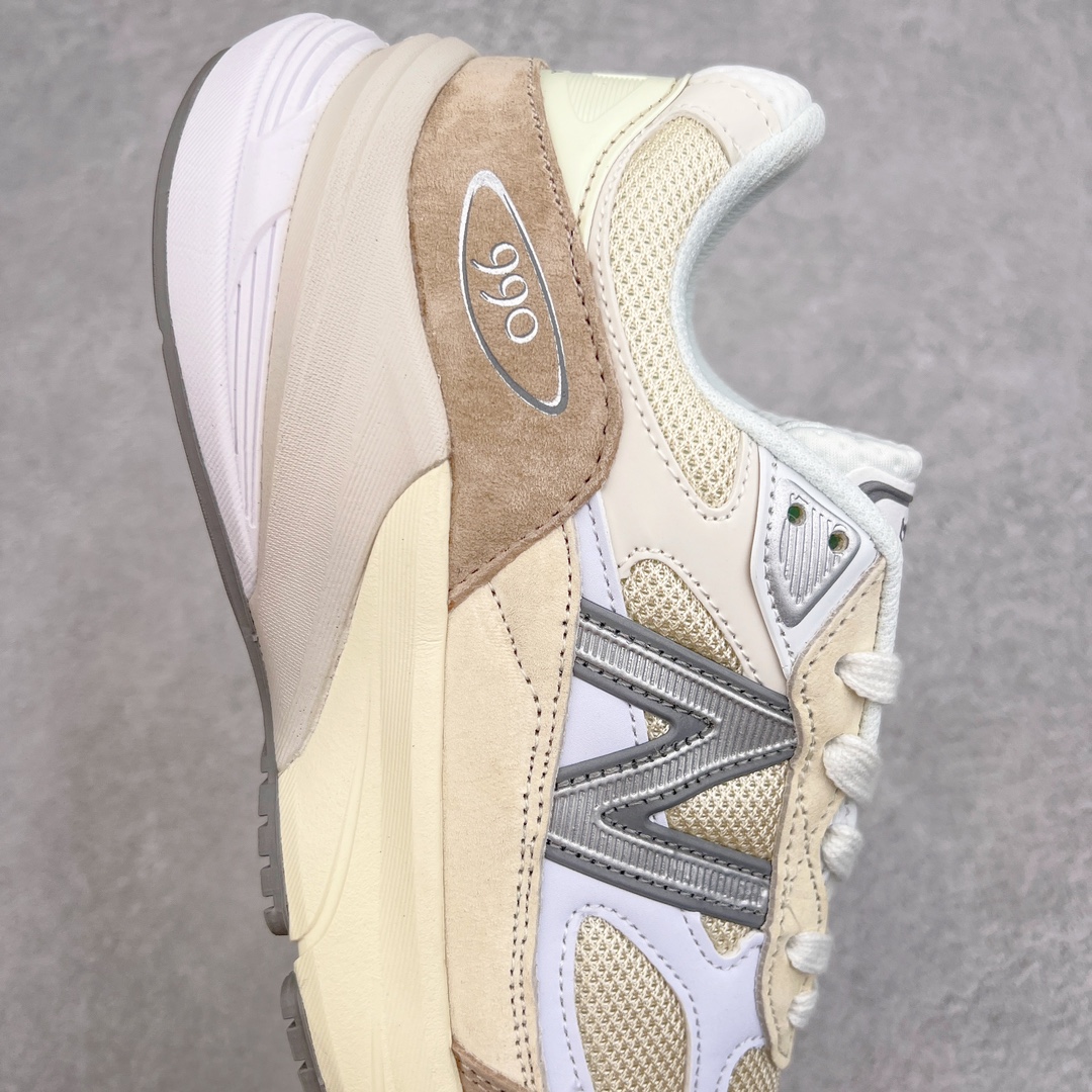 图片[6]-＃K版纯原 New Balance M990SS6 新百伦NB990V6 白棕 第六代总统复古慢跑鞋 这是一双极具现代感设计的复古跑鞋 990v6 鞋面大部分面积依旧采用麂皮和织物材质覆盖 从各种细节上看也还是有点 990v5 的影子 但相比 990v5 990v6 鞋面各种材质的拼接会更加复杂 这次 990v6 最大的改变相信大家应该也发现了 就是看上去貌似比 990v4 和 990v5 两代鞋款加起来还要厚的鞋底 其实这是 New Balance 首次采用的三重缓震组合鞋底 除了之前就有的 ABZORB 缓震科技和 ENCAP 中底 这次新加入了 FuelCell 缓震科技 看来舒适度和增高度 都要更上一层楼呀 990v6 的侧标 Logo 设计少见地没有印在绒面皮革上 而是置于网眼面料以及横跨鞋身的皮革织带之上 同时鞋舌上的标签设计并没有延用此前 990v4 和 990v5 采用的样式设计 而是采用了一种新的类似于三角徽章的设计 所以对于鞋款上的更新变化 既有延续经典的设计 也有创新性的改变 尺码：36 37 37.5 38 38.5 39 40 40.5 41.5 42 42.5 43 44 44.5 45-选品中心