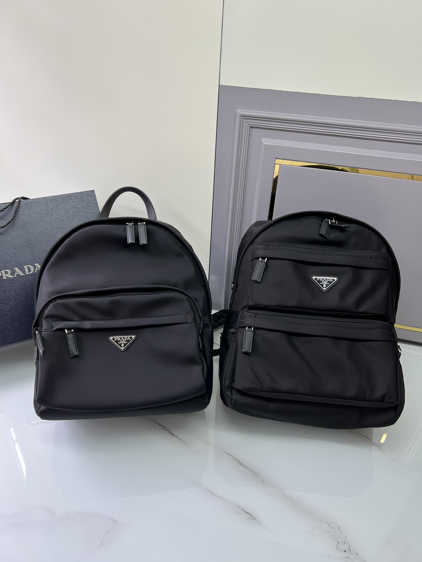 Couple modelPradas latest popular nylon backpack 1BZ005 classic triangle enamel logo imported parachute fabric + top hardware accessories fashion