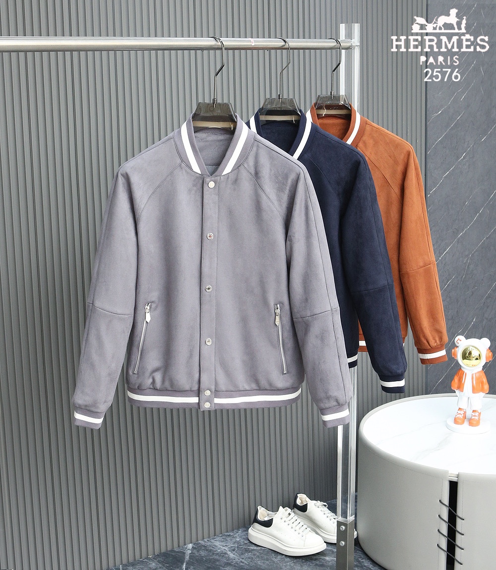 Hermes 1:1
 Clothing Coats & Jackets Blue Grey Orange Men Fall/Winter Collection Fashion Casual