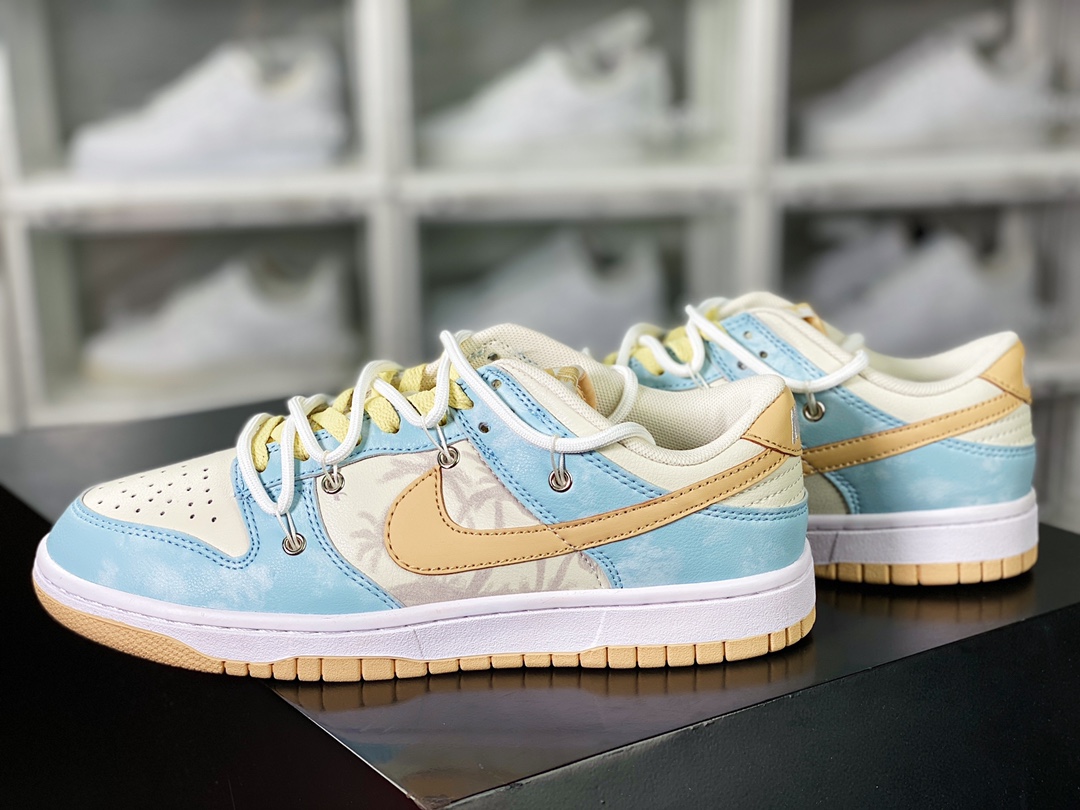 SB Dunk Low ”Beige/Light Blue” dunk series low-top casual sports skateboard shoes ”Sea Salt Coconut Cloud Rice Blue Binding Rope” DV0831-003