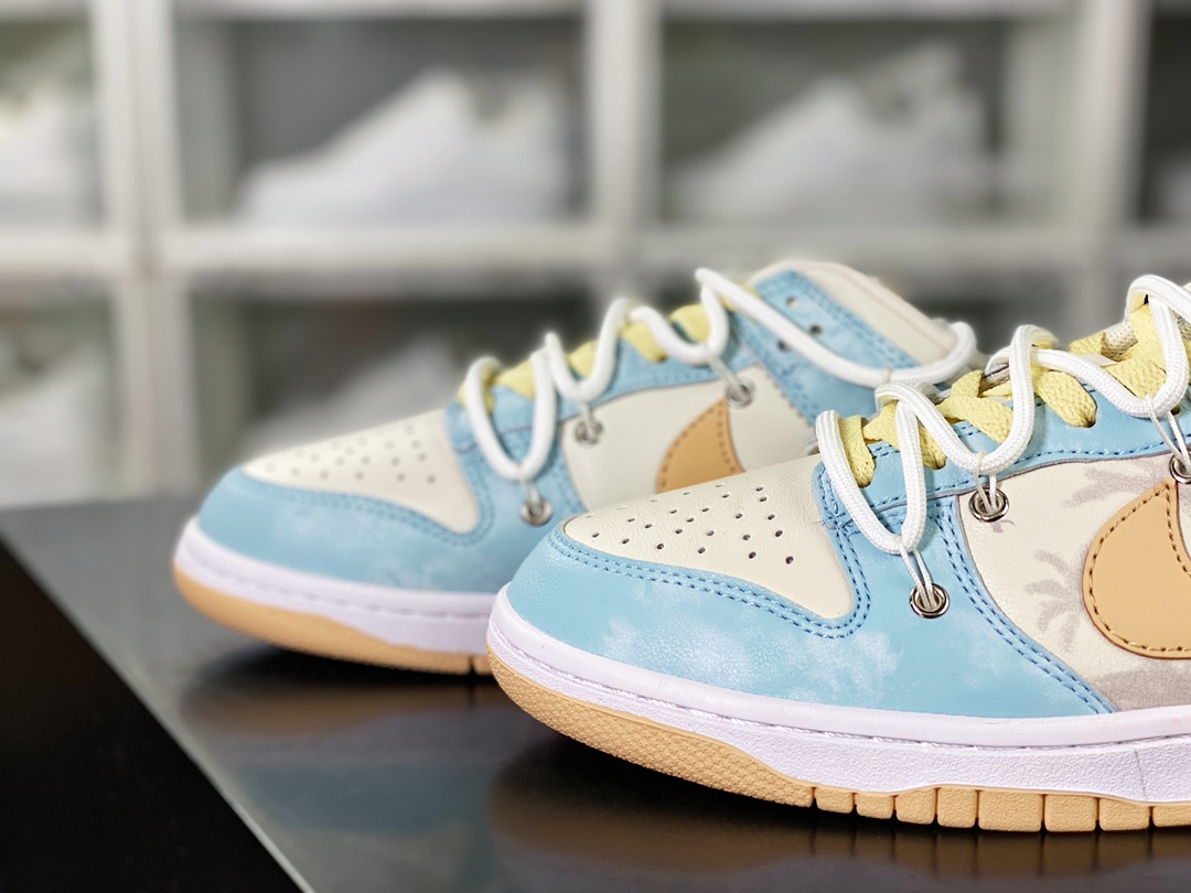 SB Dunk Low ”Beige/Light Blue” dunk series low-top casual sports skateboard shoes ”Sea Salt Coconut Cloud Rice Blue Binding Rope” DV0831-003